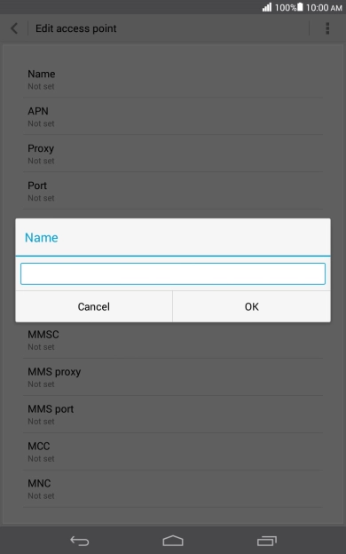 Key in Vodafone Internet and press OK.