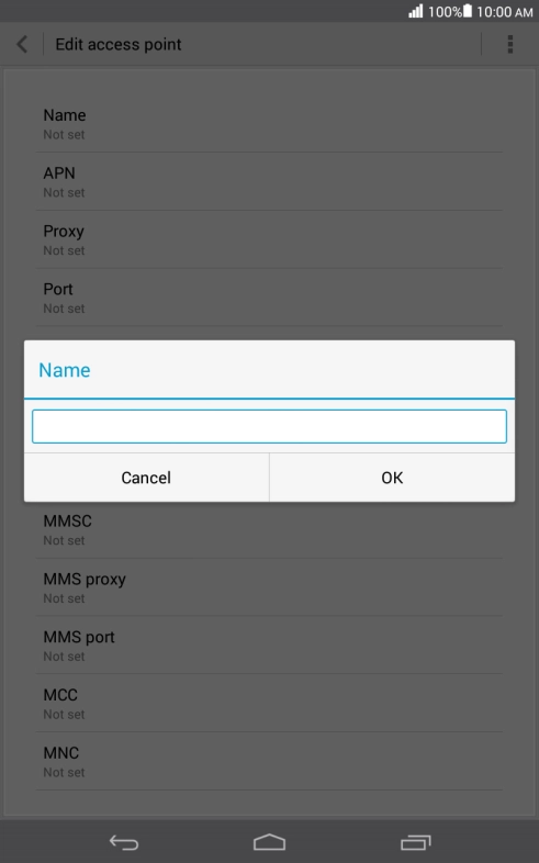 Key in Vodafone Internet and press OK.