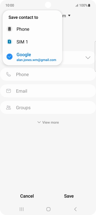 Press the required Google account.