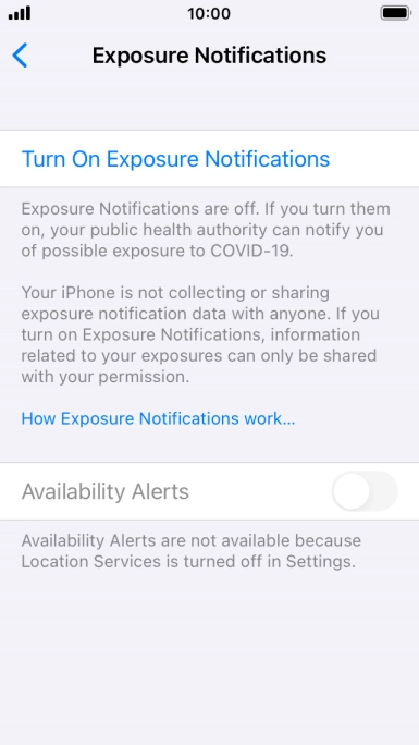 Press Turn On Exposure Notifications.
