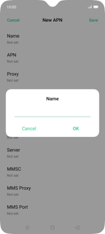 Key in Vodafone Internet and press OK.