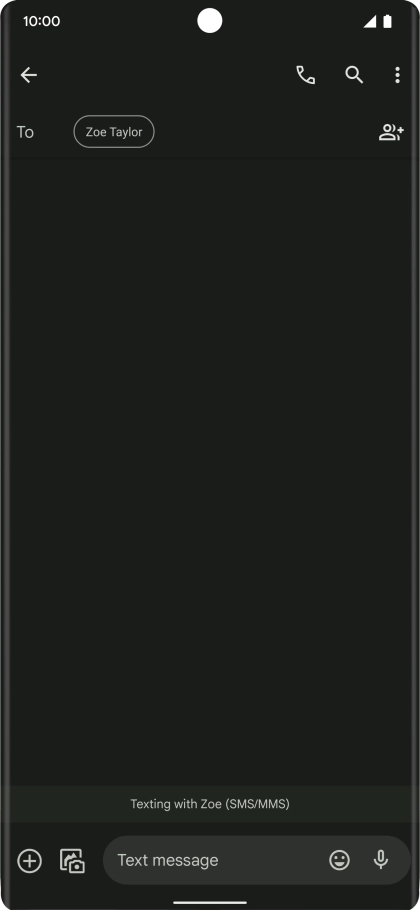 Press the text input field and write the text for your text message.