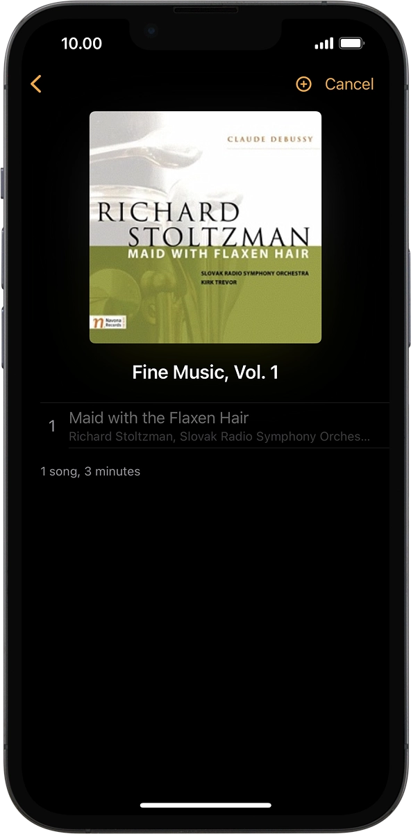 On your phone: Press the add icon to transfer the audio files to your Apple Watch.