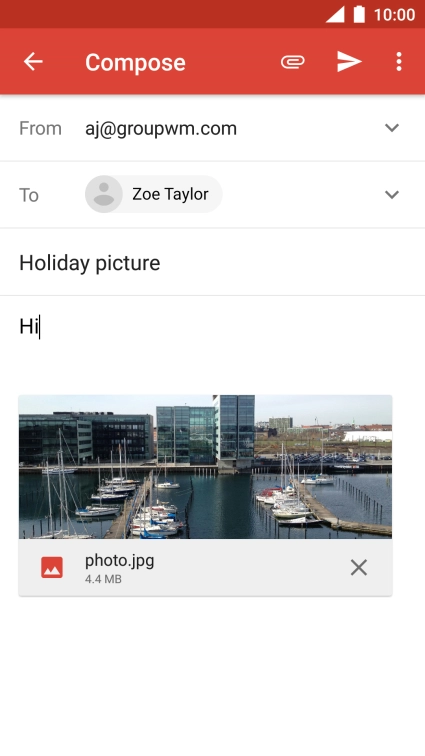 Press the send icon when you've finished your email message.