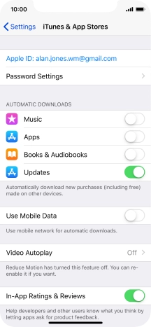 Press the indicator next to the required content type to turn the function on or off.