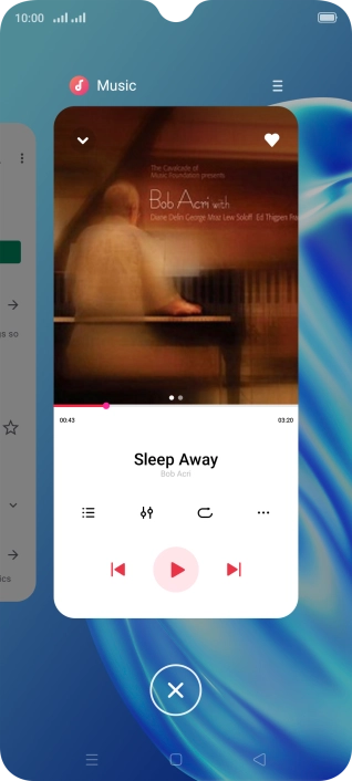 To end one running application, slide your finger upwards on the required application.