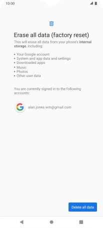 Press Delete all data.