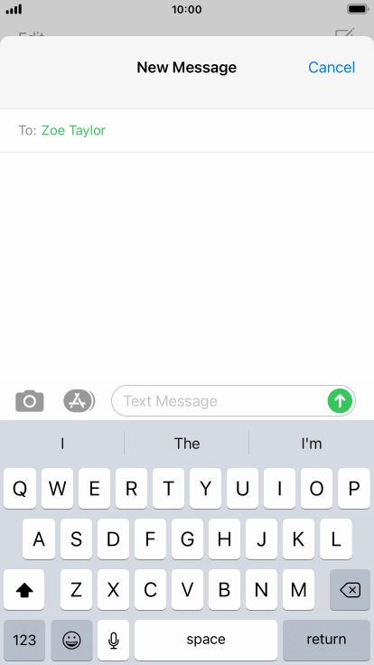 Press the text input field and write the text for your text message.