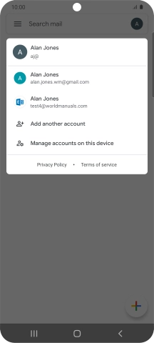 Press the required email account.