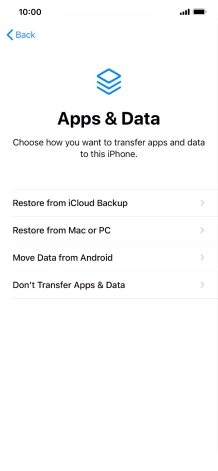 Press Don't Transfer Apps & Data and follow the instructions on the screen to finish the activation.