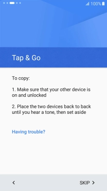 Follow the instructions on the screen to establish a connection from your phone to another phone via NFC. Follow the instructions on the other phone's screen to confirm the connection to your phone.