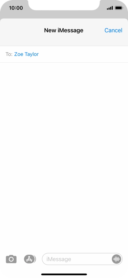 If the recipient can receive iMessages, iMessage is displayed in the text input field.