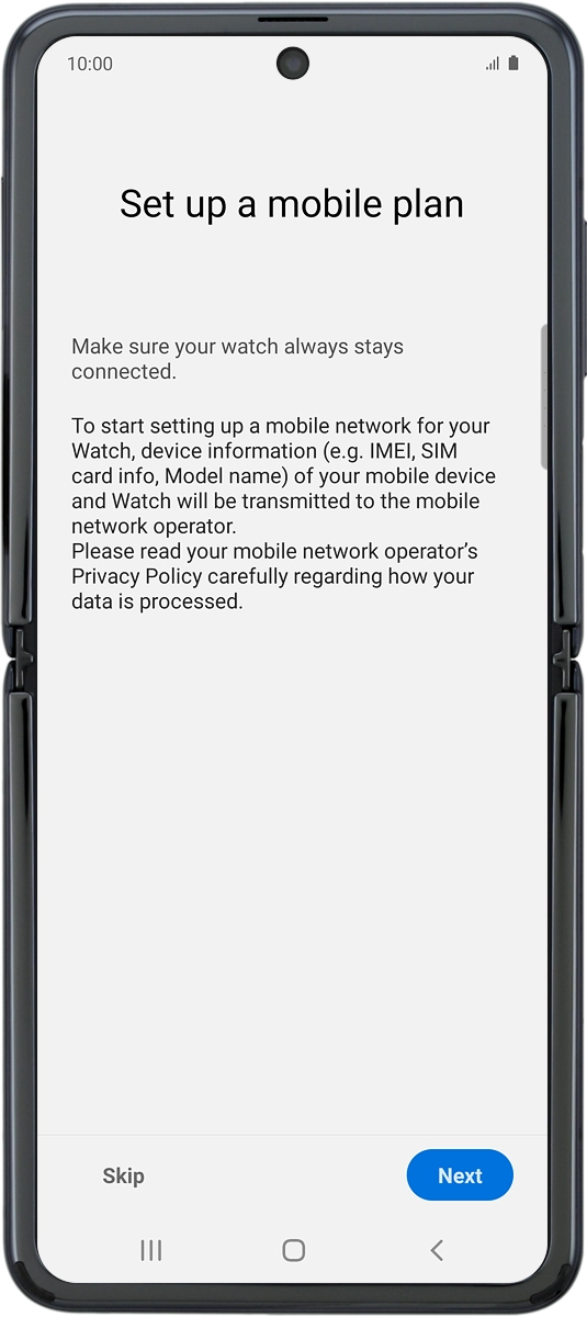 On your phone: Press Next and follow the instructions on the screen to set up mobile data.