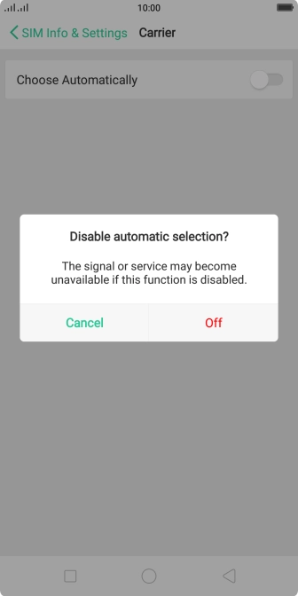 Press Off and your phone will search for networks.