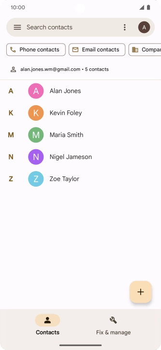 Press the new contact icon.