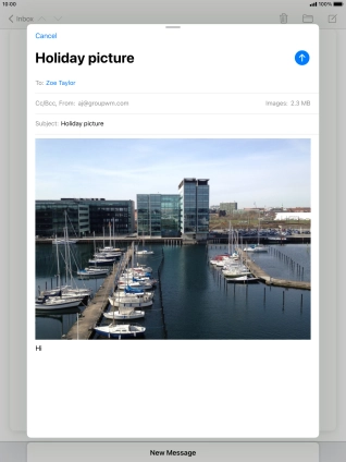 Press the send icon when you've finished your email message. Press the send icon when you've finished your email message.