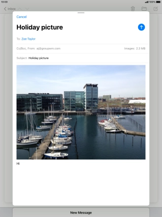Press the send icon when you've finished your email message.