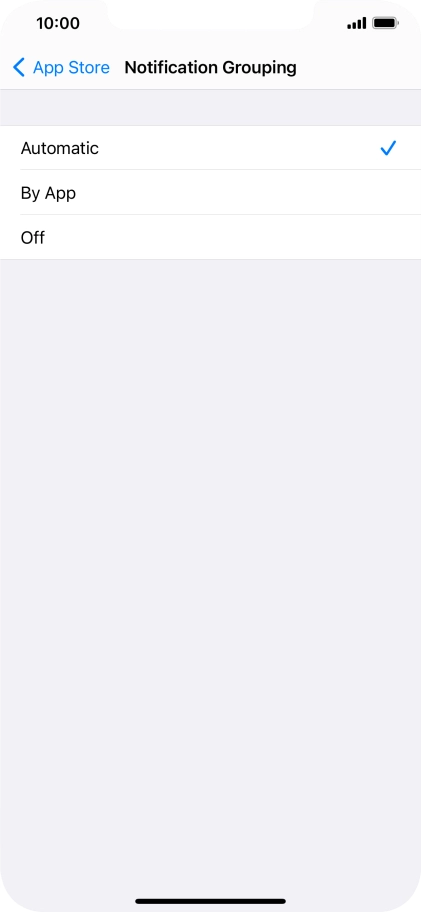 Press the required setting.