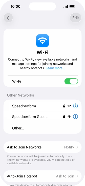 Press the required Wi-Fi network and key in the password for the Wi-Fi network.