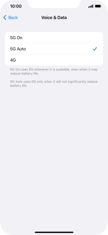 To turn on use of 5G primarily, press 5G On.
