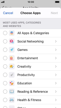 Press the indicators next to the required categories.