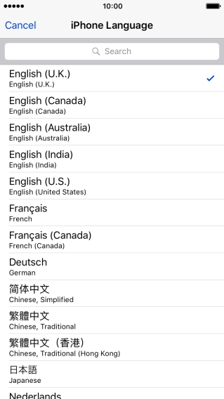 Press the required language.