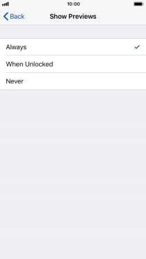 To select notification preview on the lock screen, press Always.