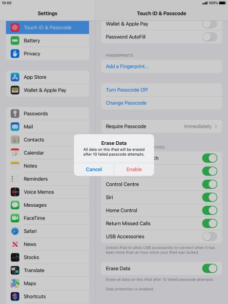 If you turn on the function, press Enable. If you turn on the function, press Enable.