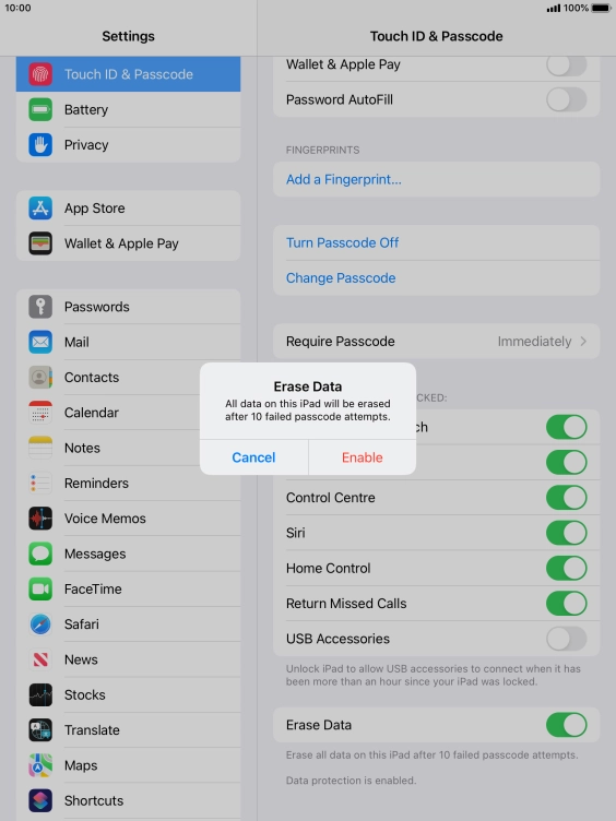 If you turn on the function, press Enable. If you turn on the function, press Enable.