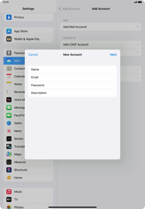 Press Description and key in the required name. Press Description and key in the required name.
