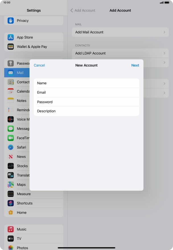 Press Description and key in the required name. Press Description and key in the required name.