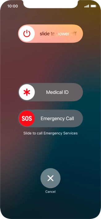 Press and drag the power off icon right.