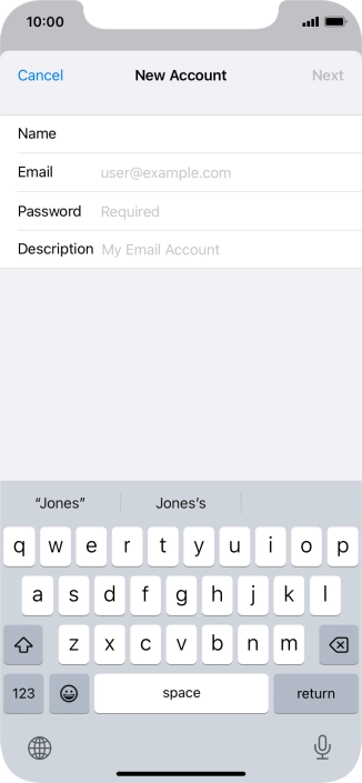 Press Email and key in your email address.
