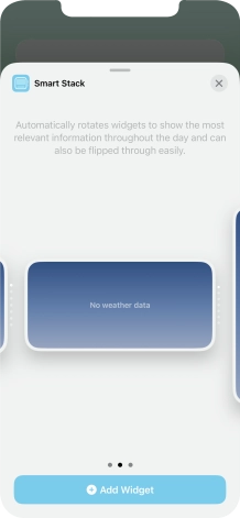 Slide your finger right or left on the screen to select the required widget size.