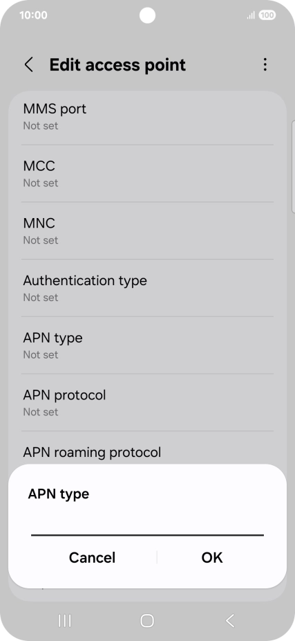Key in default and press OK.