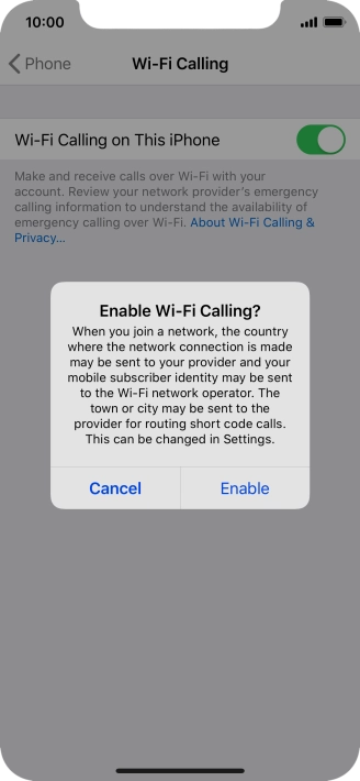 If you turn on the function, press Enable.