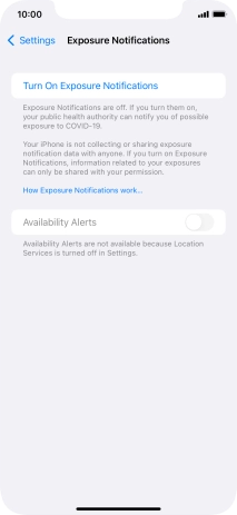 Press Turn On Exposure Notifications.