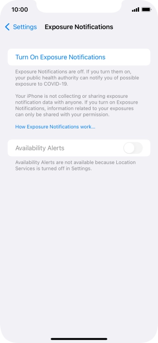 Press Turn On Exposure Notifications.
