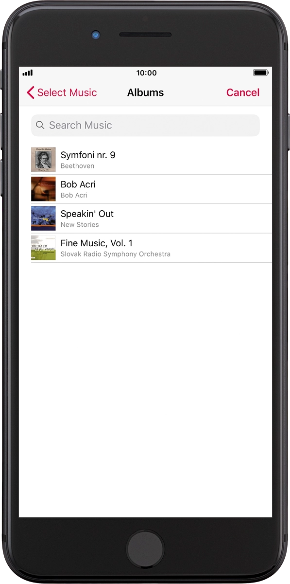 On your phone: Press the required playlist or album to transfer the audio files to your Apple Watch.