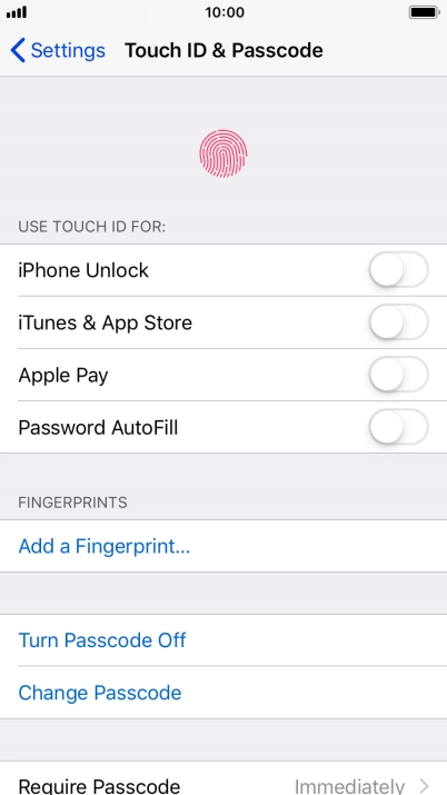 Press Turn Passcode Off and key in the phone lock code.