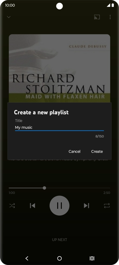 Key in a name for the playlist and press Create.