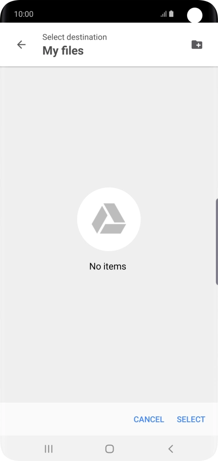 To create a new folder, press the new folder icon and follow the instructions on the screen to create a new folder.