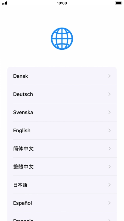 Press the required language.