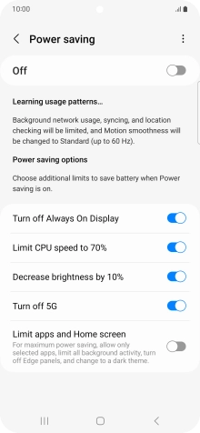Press the indicators next to the required settings.
