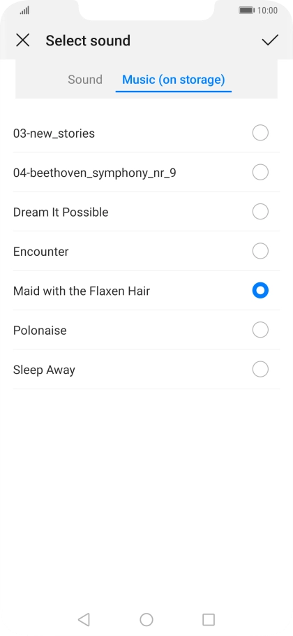 Once you've found a ring tone you like, press the confirm icon.