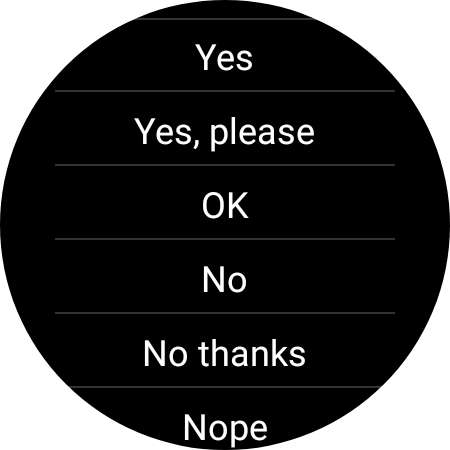 Press the required reply.