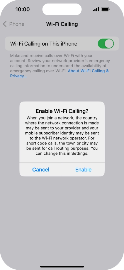If you turn on the function, press Enable.