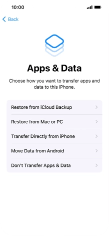 Press Don't Transfer Apps & Data and follow the instructions on the screen to finish the activation.