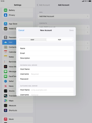 Press Username and key in the username for your email account. Press Username and key in the username for your email account.