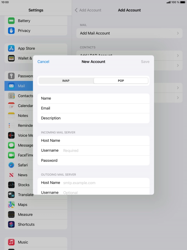 Press Username and key in the username for your email account. Press Username and key in the username for your email account.
